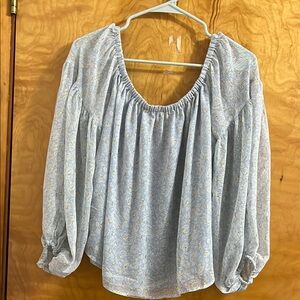 Express Gray Ruched Blouse with Relaxed Fit